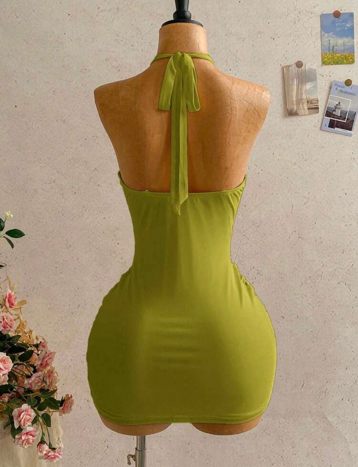 Soleia - Robe mini décontractée de
vacances sexy, col en V avec nœud papillon, froncée