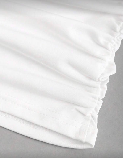 Sweetra - Top polyvalent couleur unie, avec design asymétrique plissé au cou