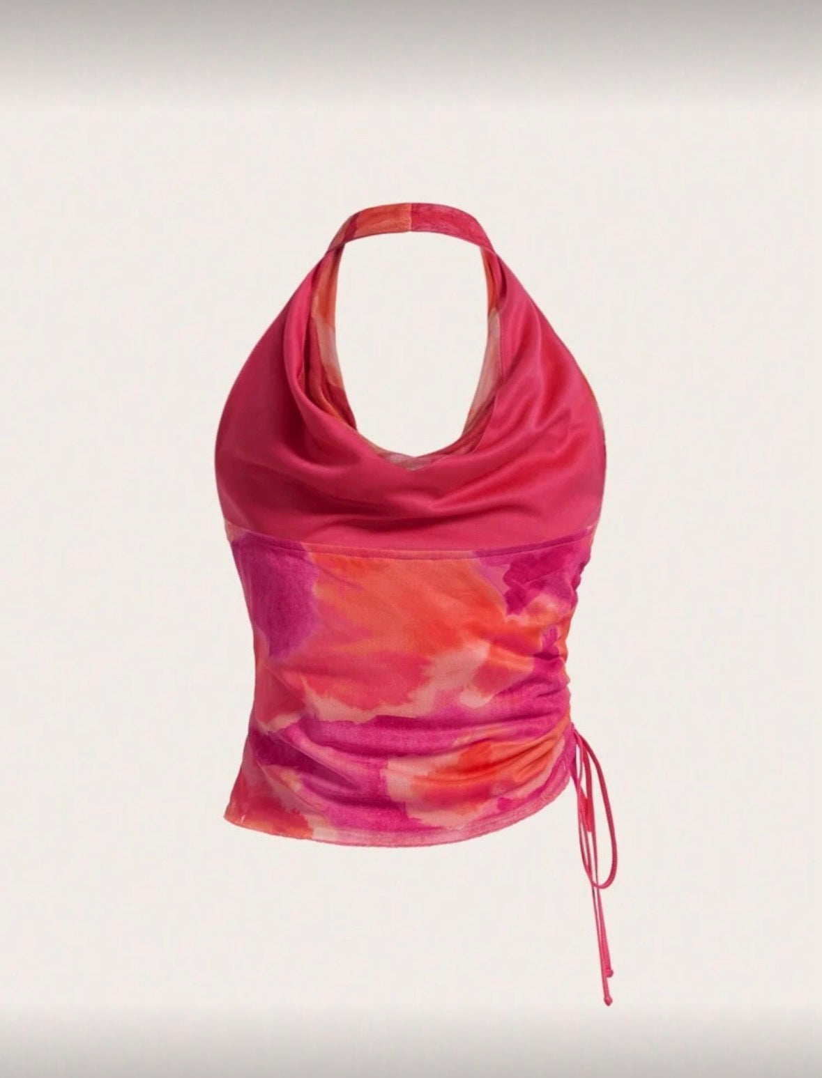 Aveloria Rosie - Top à col ras-du-cou drapé avec lacets sur les côtés, effet tie dye