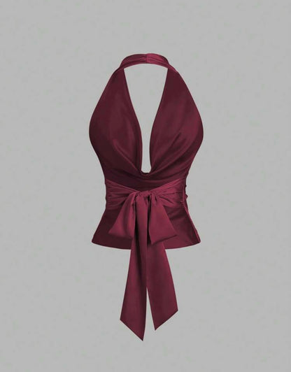 SHEIN Sweetro - Débardeur en satin avec nœud papillon, couleur unie