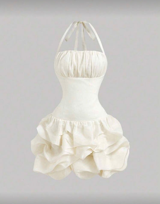 SHEIN MOD - Robe mini en organza à volants ajustée et froncée