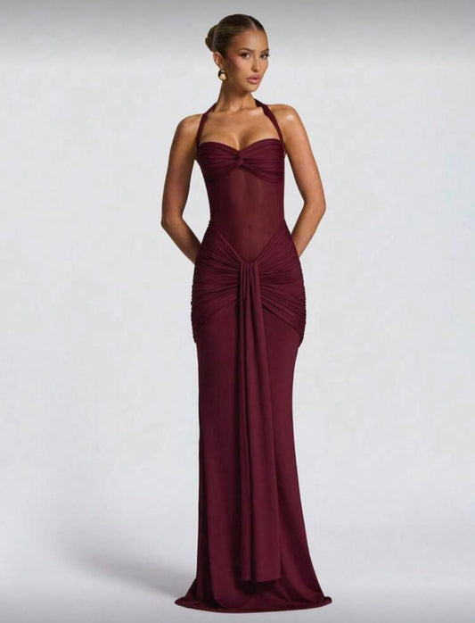 Robe à fines bretelles sexy, dos nu, taille cintrée