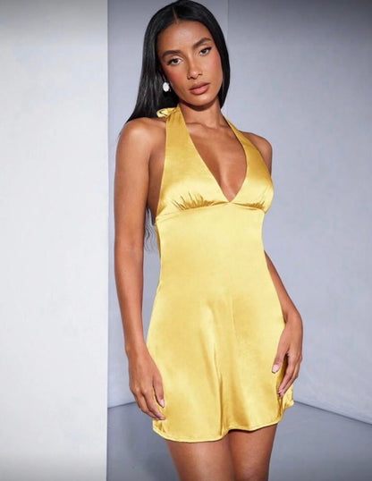 SHEIN BAE - Robe avec décolleté en V profond et dos nu, drapée