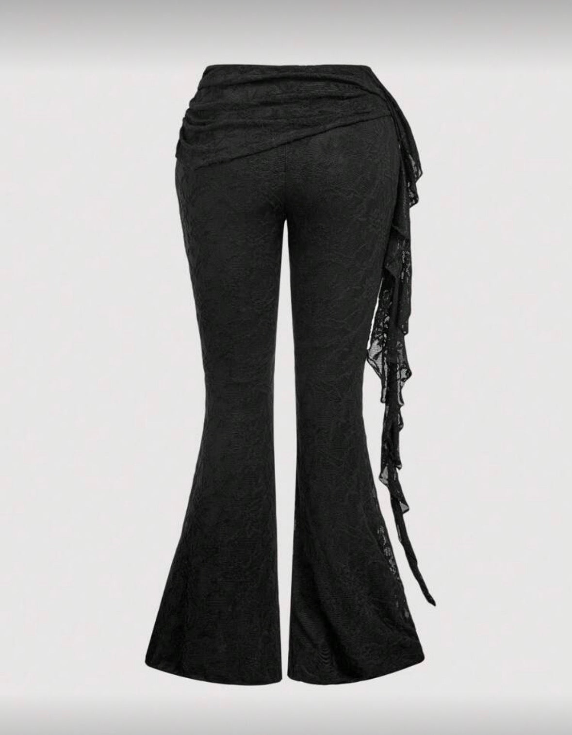 SHEIN MOD - Pantalon évasé en dentelle décontracté pour femmes, couleur unie