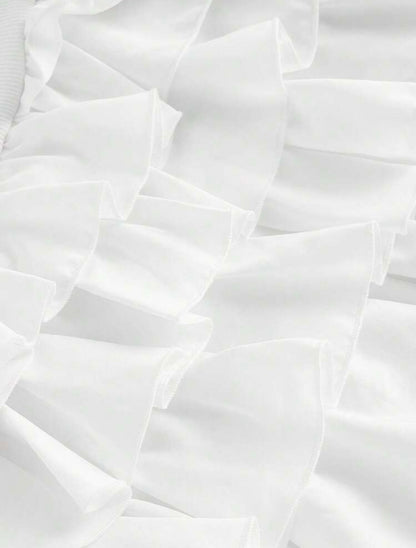 SHEIN - MOD Robe courte moulante
ras-du-cou de couleur unie à froufrou